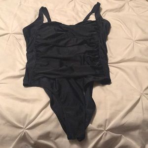 Navy blue one-piece swimsuit